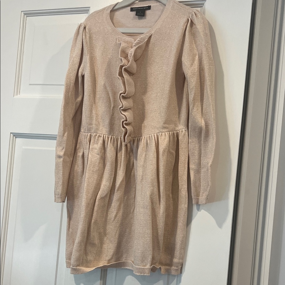 Something Navy Cream Kids Dress with Ruffle